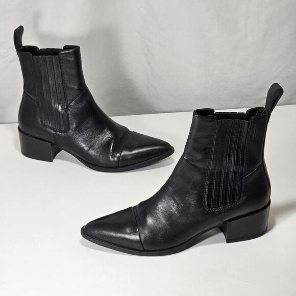 Vegabond Marja Black Leather Heeled Ankle Boots Womens Size...